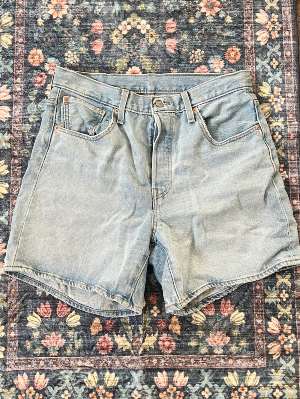 Levi's Light Blue High-Rise Denim Shorts